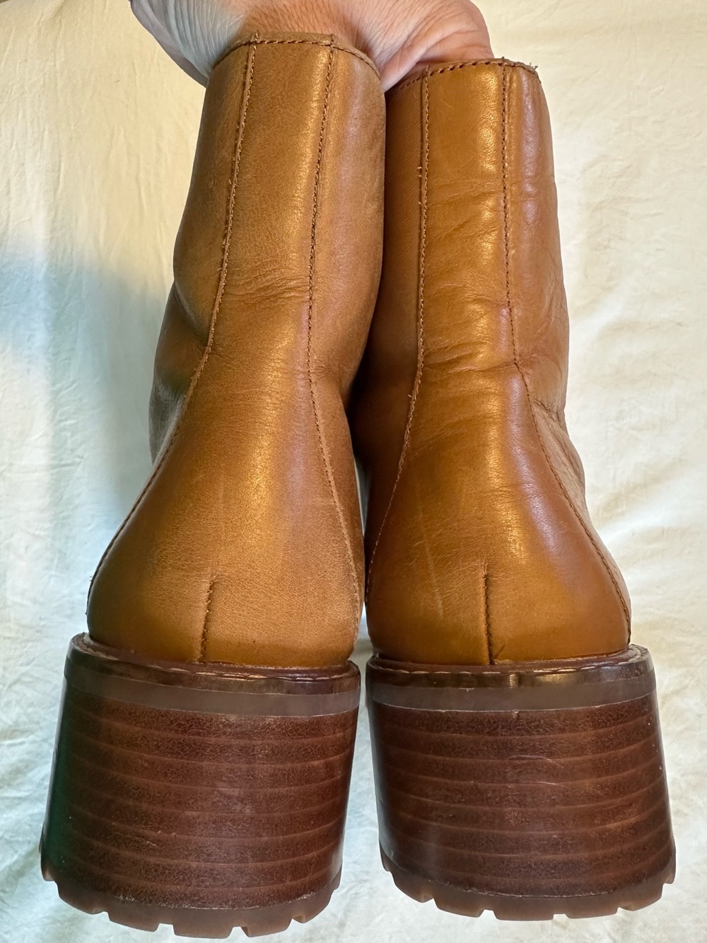 Madewell Julien Lug Sole Leather Lace-Up  Combat Boots Tan Camel Color Size 8.5 - Picture 5 of 9
